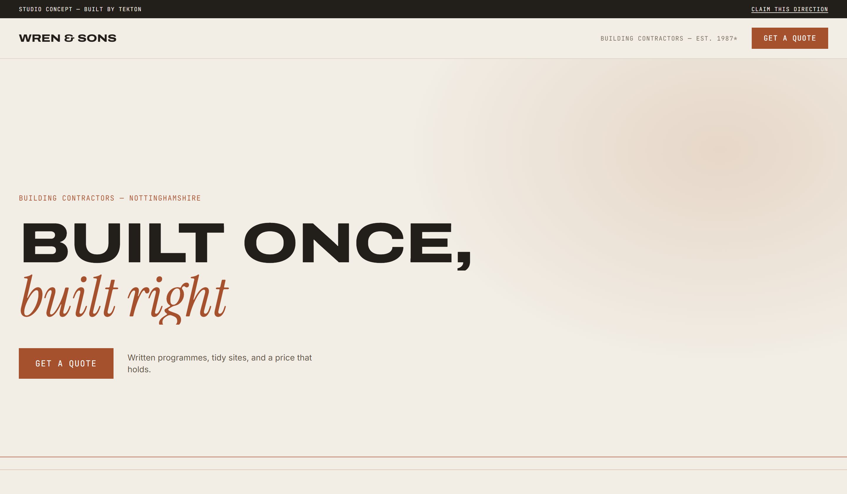 Wren & Sons — build preview